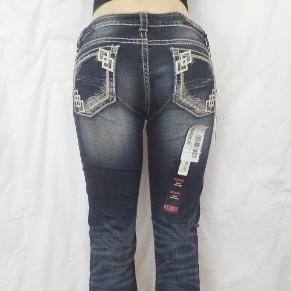 NEW Rock and Roll Cowgirl Jeans Size 30x34 Low Rise Bootcut Denim Embellished - Picture 6 of 13